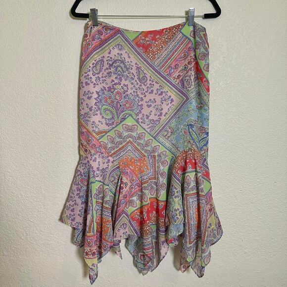 Boho Paisley Print Patchwork Skirt - Picture 2 of 8